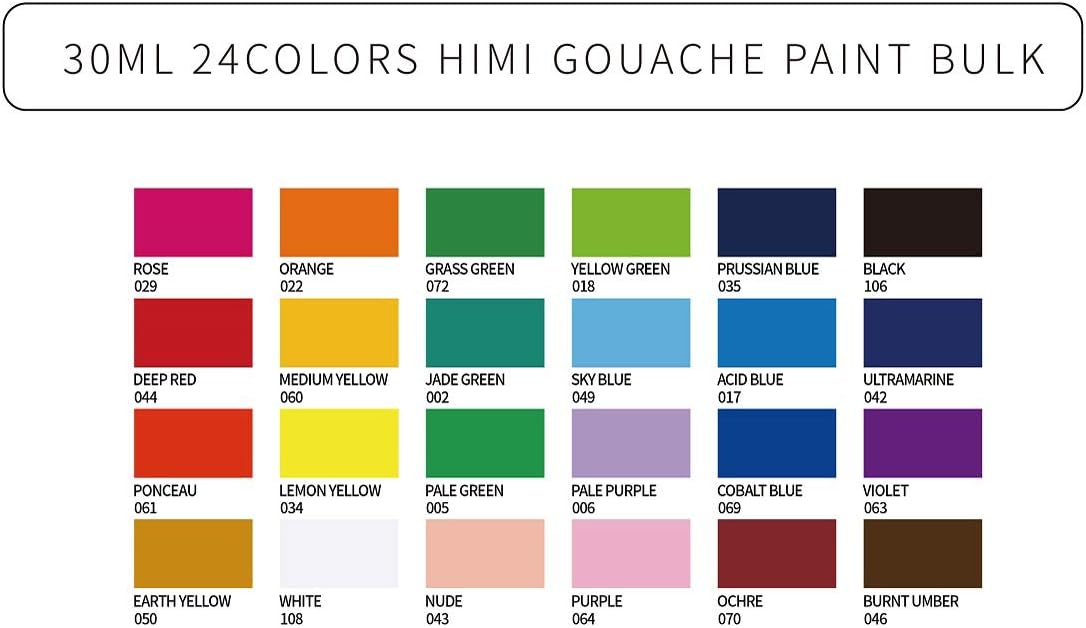 Pintura Gouache HIMI, juego de 24 colores × 30 ml con pinceles